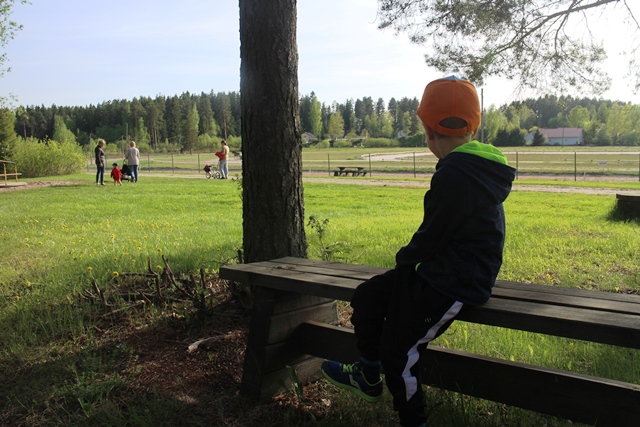 Orimattilan luonnonläheisessä kotieläinpuistossa on kiva viettää kesäpäivää. Taustalla ravirata. Kuva: KivaaTekemistä.fi