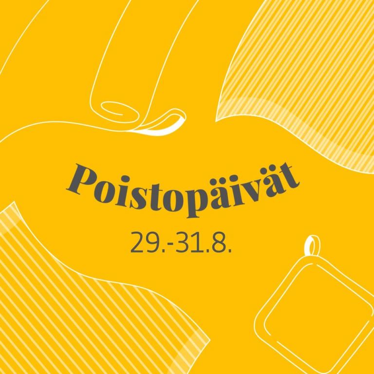 Jokipiin Pelleva Kurikan Jalasjärven Jokipiin kylässä järjestää perinteiset Poistopäivät to-la 29.-31.8. Luvassa on laaja valikoima vakiotuotteita sekä edukkaita löytöjä, kuten kakkoslaatua ja tuotannon häntiä! Kuva: Jokipiin Pellava FB